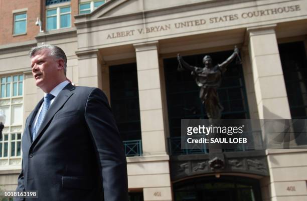 The lead defense attorney for former Trump campaign manager Paul Manafort, Kevin Downing, leaves the Albert V. Bryan US Courthouse in Alexandria,...