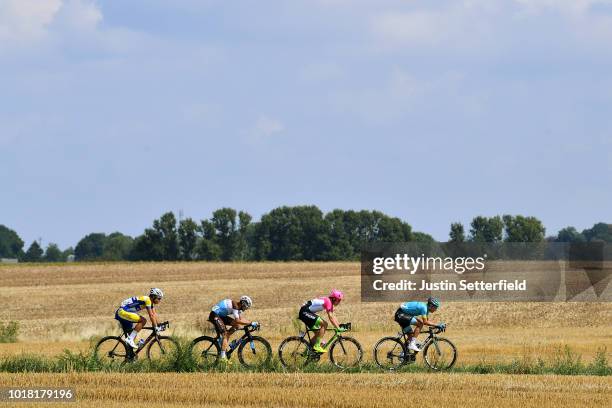 Alexis Gougeard of France and Team AG2R La Mondiale / Jonas Rickaert of Belgium and Team Sport Vlaanderen-Baloise / Magnus Cort Nielsen of Denmark...