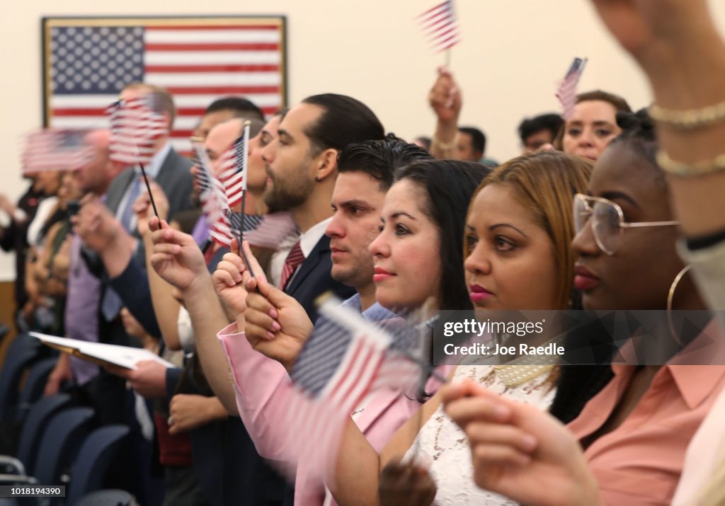 Immigrants To U.S. Become Citizens During Naturalization Ceremony In Miami