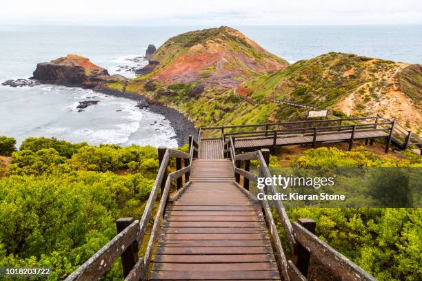 cape schanck stairs - mornington peninsula stock-fotos und bilder