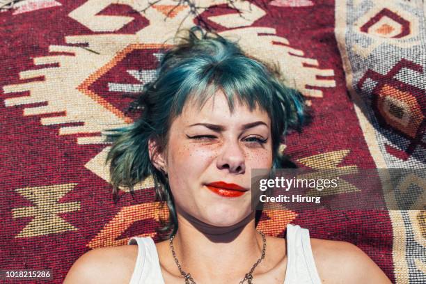 girl with green hair - hipster stock pictures, royalty-free photos & images