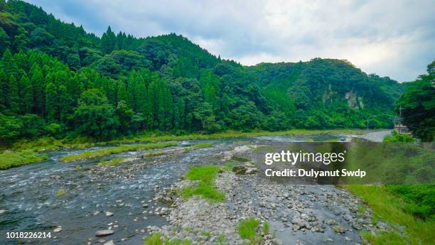 countryside landscape - satoyama scenery stock-fotos und bilder