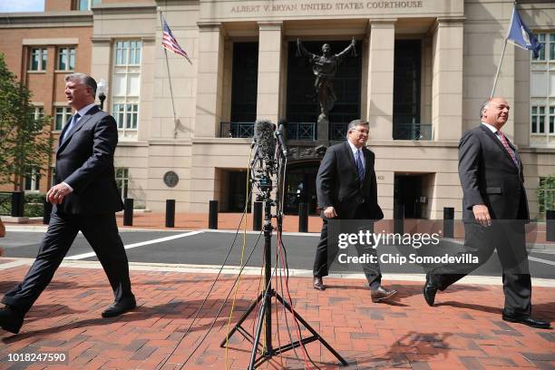 Kevin Downing, Richard Westling and Thomas Zehnle, attorneys for former Trump campaign chairman Paul Manafort, leave the Albert V. Bryan U.S....