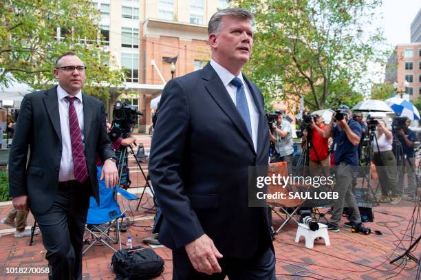 The lead defense attorney for former Trump campaign manager Paul Manafort, Kevin Downing, walks to the Albert V. Bryan US Courthouse in Alexandria,...