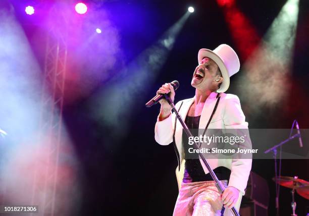 Jake Shears performs live on stage during day one of RiZE Festival at Hylands Park on August 17, 2018 in Chelmsford, England.