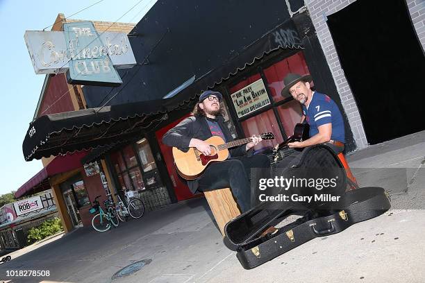 Ben Dickey and Ethan Hawke perform outside at the Continental Club to promote the new film "Blaze" on August 17, 2018 in Austin, Texas.