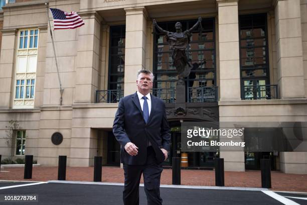 Kevin Downing, lead lawyer for former Donald Trump Campaign Manager Paul Manafort, exits District Court in Alexandria, Virginia, U.S., on Friday,...