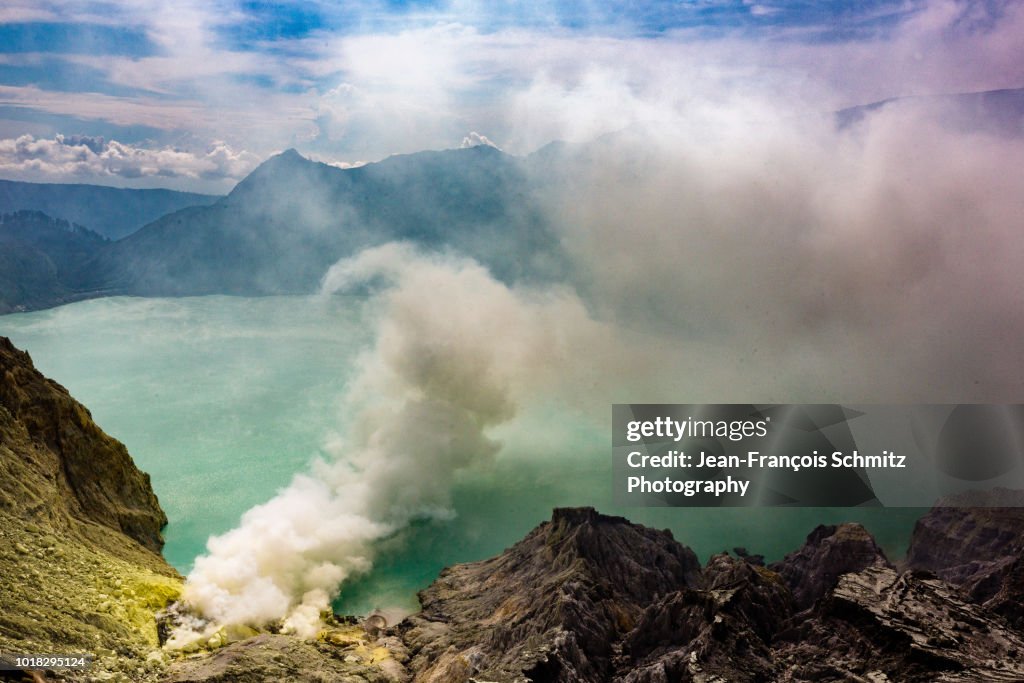 The sulfur mine of the Kawah Ijen, East Java, May 2014