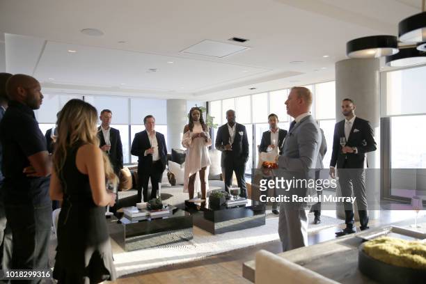 S Ron Newman speaks with guests during The Nartey Group presents a Sellebrity Toast at Above the Penthouse in The W Residences on August 16, 2018 in...