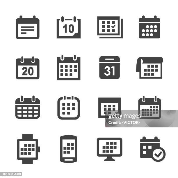 ilustrações, clipart, desenhos animados e ícones de ícones de calendário - série acme - calendar icon