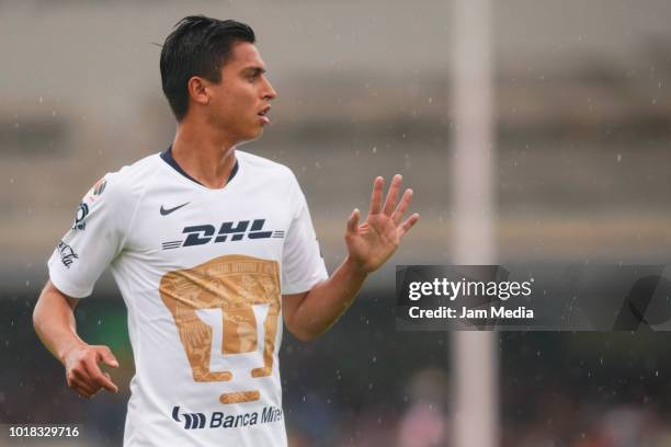 Rosario Cota of Pumas looks on during the fourth round match between Pumas UNAM and Pachuca as part of the Torneo Apertura 2018 Liga MX at Olimpico...