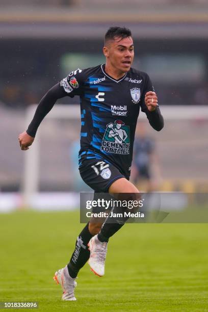 Emmanuel Garcia of Pachuca runs during the fourth round match between Pumas UNAM and Pachuca as part of the Torneo Apertura 2018 Liga MX at Olimpico...