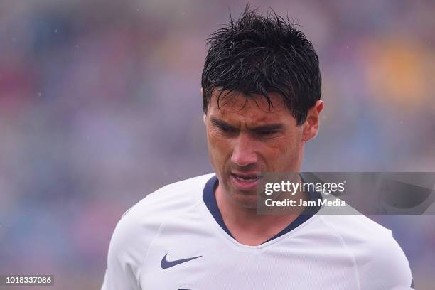 Gustavo Alustiza of Pumas during the fourth round match between Pumas UNAM and Pachuca as part of the Torneo Apertura 2018 Liga MX at Olimpico...