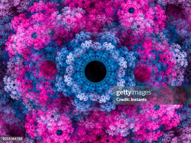 sfondo fratale multicolore ad alta risoluzione, che i motivi ricordano un bouquet di fiori. - simmetria foto e immagini stock