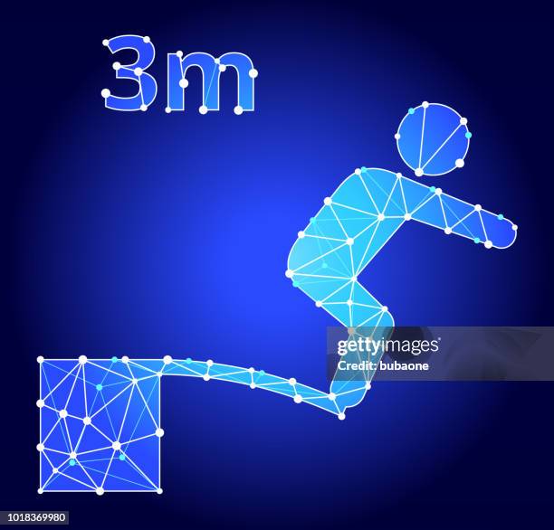 3 meter dive blue triangle node vector pattern - pool jump stock illustrations