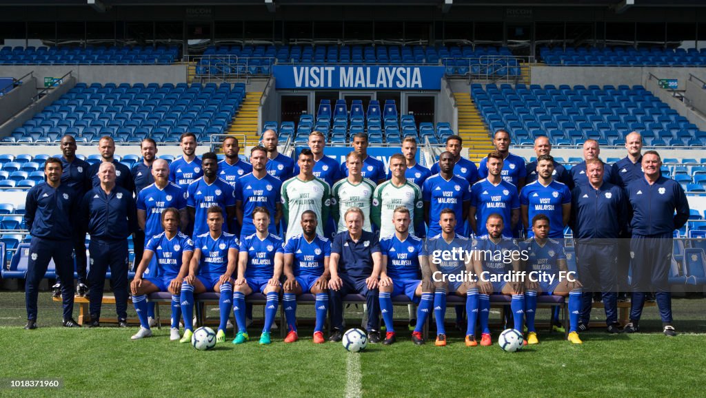 Cardiff City Team The 2018/2019 squad line up at the Cardiff City FC Team Group Shoot ...
