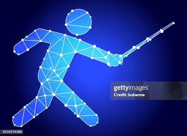 fencing  blue triangle node vector pattern - fencing sport stock illustrations