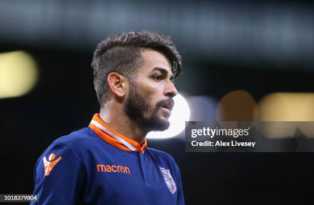 Junior Caicara of Istanbul Basaksehir looks on during the UEFA Europa League third round qualifier, second leg match between Burnley and Istanbul...