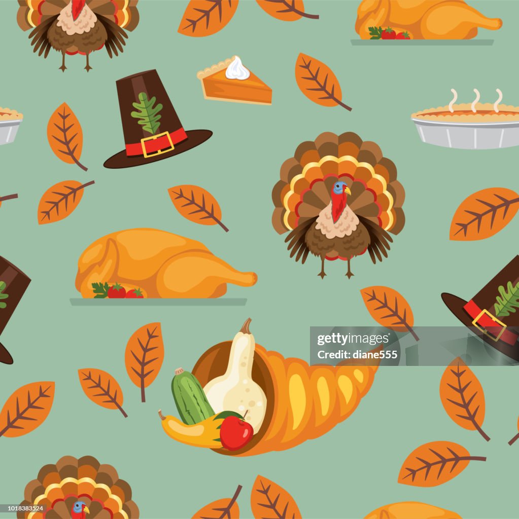Flat Design Autumn Seamless Pattern