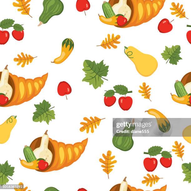 flat design autumn seamless pattern - apple falling stock illustrations
