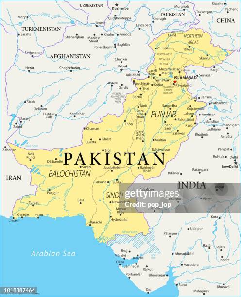 map of pakistan - vector - pakistan map stock illustrations