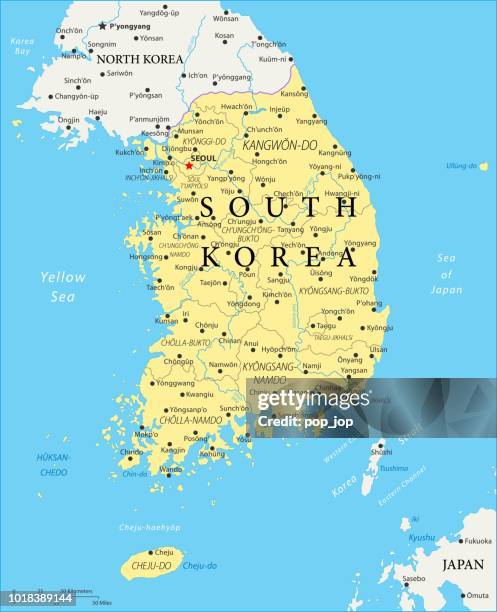 World Map Showing South Korea Map Of South Korea Vector 