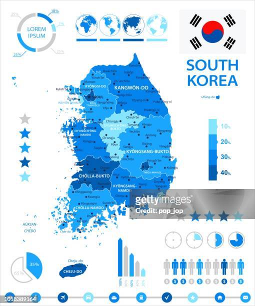 05-韓国 - ブルー スポット インフォ グラフィック 10 - 仁川点のイラスト素材／クリップアート素材／マンガ素材／アイコン素材