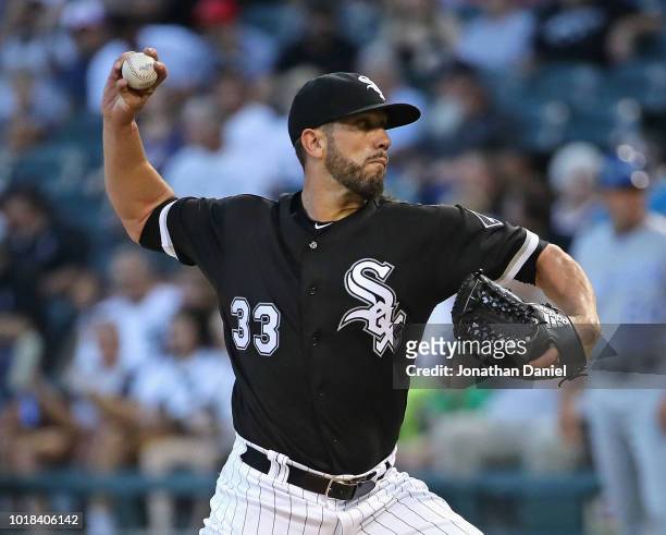 Starting pitcher James Shields of the Chicago White Sox delivers the ball against the Kansas City Royals at Guaranteed Rate Field on August 17, 2018...