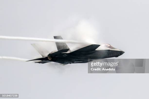 Aircraft performs over Lake Michigan during a real-time rehearsal for the 60th Chicago Air and Water Show, in Chicago, United States on August 17,...
