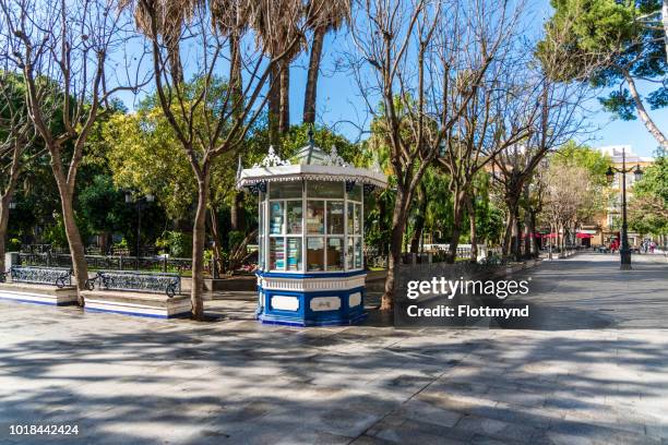 small kiosk on plaza de mina in cadiz - booth fotografías e imágenes de stock