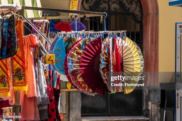 traditional folding fans in cadiz, spain - abanico stock pictures, royalty-free photos & images