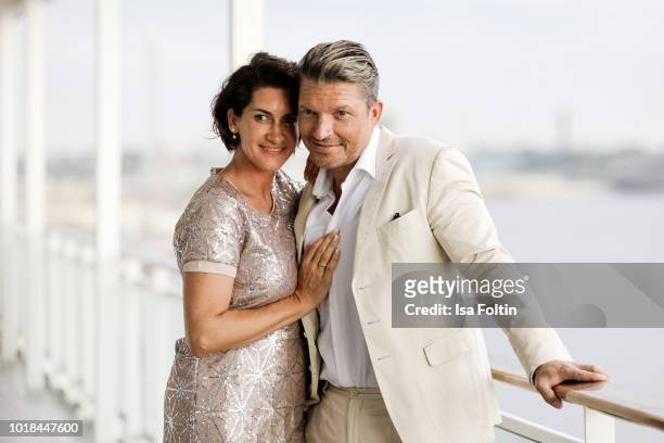 Hardy Krueger Jr. And his wife Alice Roessler during the FASHION2NIGHT event on board the EUROPA 2 on August 17, 2018 in Hamburg, Germany.