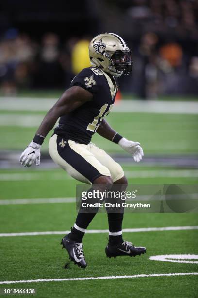 Josh Huff of the New Orleans Saints against the Arizona Cardinals at Mercedes-Benz Superdome on August 17, 2018 in New Orleans, Louisiana.