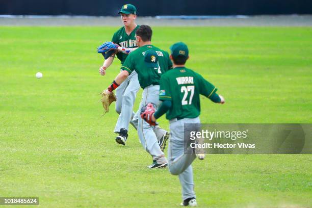 Joshua Mitchell of South Africa misses a catch in the 5th inning during the WBSC U-15 World Cup Group B match between South Africa and Cuba at...