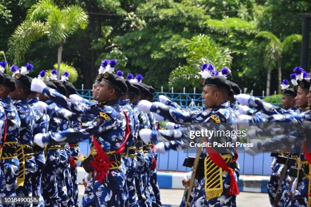 Indian people during the parade to celebrate the 72nd Independence day. Indian Independence Day is celebrated every year on August 15th to...