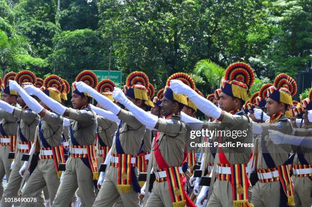 Indian people during the parade to celebrate the 72nd Independence day. Indian Independence Day is celebrated every year on August 15th to...