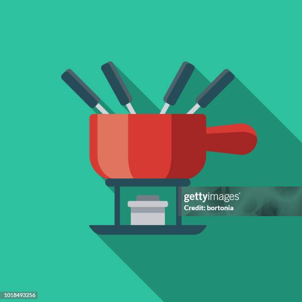 ilustrações, clipart, desenhos animados e ícones de ícone de suíça de design plano de fondue - banhando