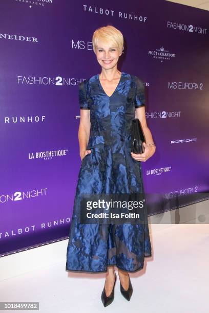 German presenter Susann Atwell during the FASHION2NIGHT event on board the EUROPA 2 on August 17, 2018 in Hamburg, Germany.