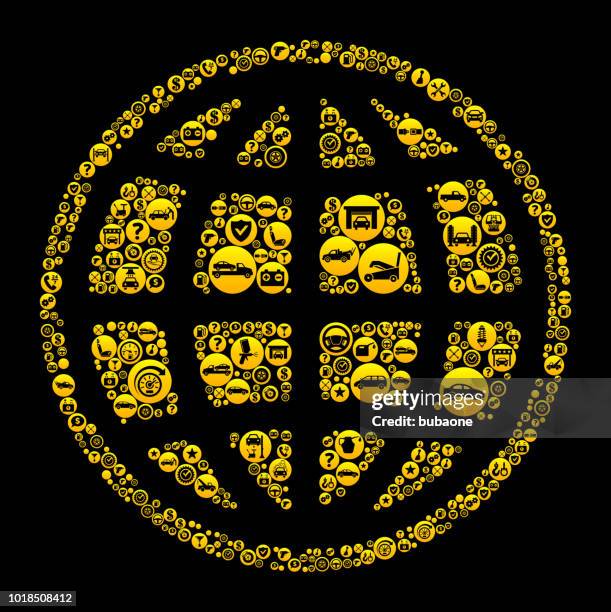 globe cars and auto repair icon background - icon collage stock illustrations