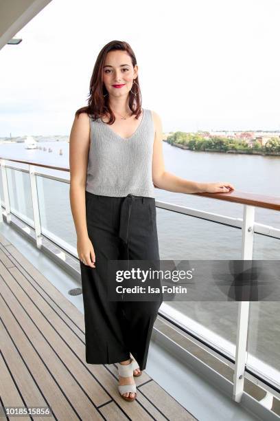 German actress Maria Ehrich during the FASHION2NIGHT event on board the EUROPA 2 on August 17, 2018 in Hamburg, Germany.