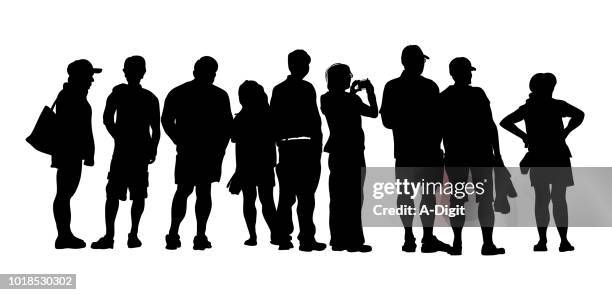 curious crowds - multiple hats stock illustrations
