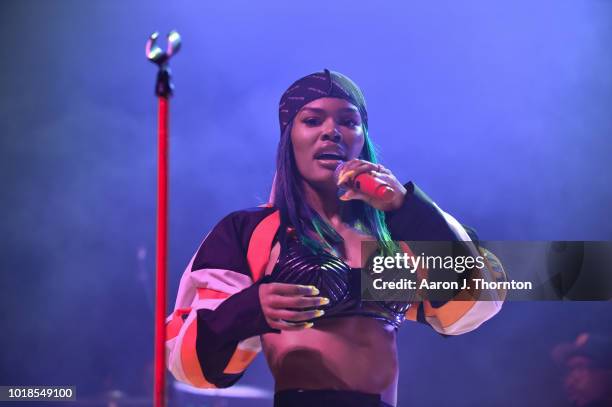 Singer Teyana Taylor performs on stage during the 'Keep That Same Energy' Tour at The Majestic Theater on August 17, 2018 in Detroit, Michigan.