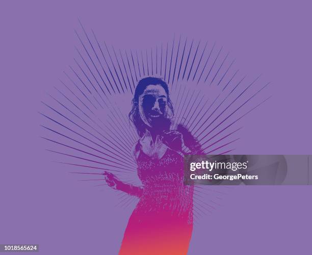 hispanic woman latin dancing - ecstatic dance stock illustrations