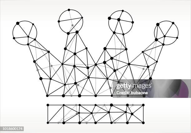 crown triangle node black and white pattern - triangle ruler stock illustrations