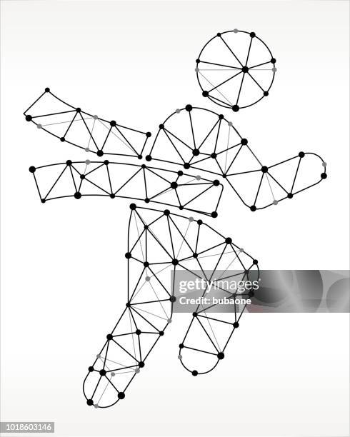 winning race triangle node black and white pattern - trail runner stock illustrations