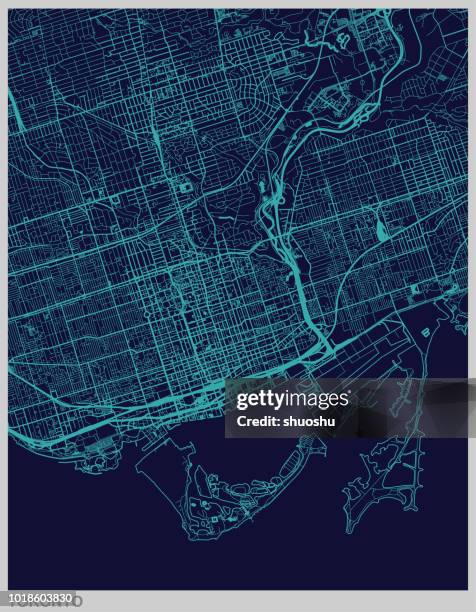 toronto karte abbildung - toronto stock-grafiken, -clipart, -cartoons und -symbole