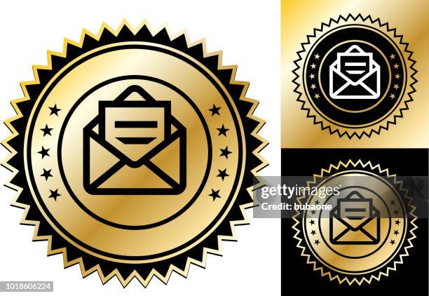open email envelope icon - gold envelope stock illustrations