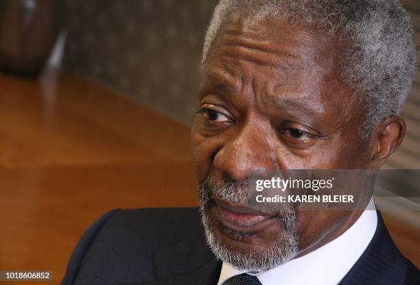 Former Secretary-General of the United Nations and AGRA Chairman, Kofi Annan is seen during an interview with AFP June 11, 2008 at the Millenium...
