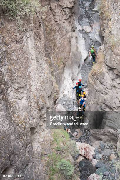 canyoning in ouray, colorado - ouray colorado stock pictures, royalty-free photos & images