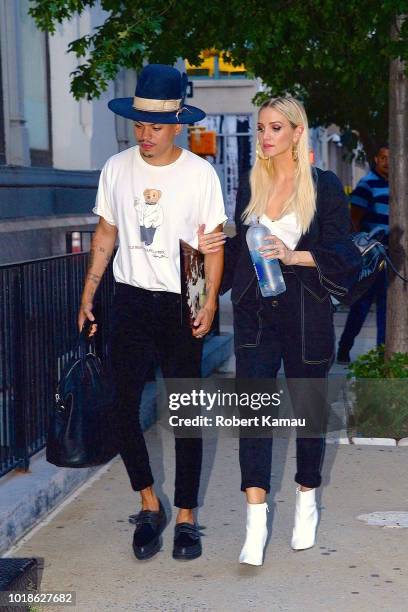 Ashlee Simpson and Evan Ross seen out and about in Manhattan on August 17, 2018 in New York City.